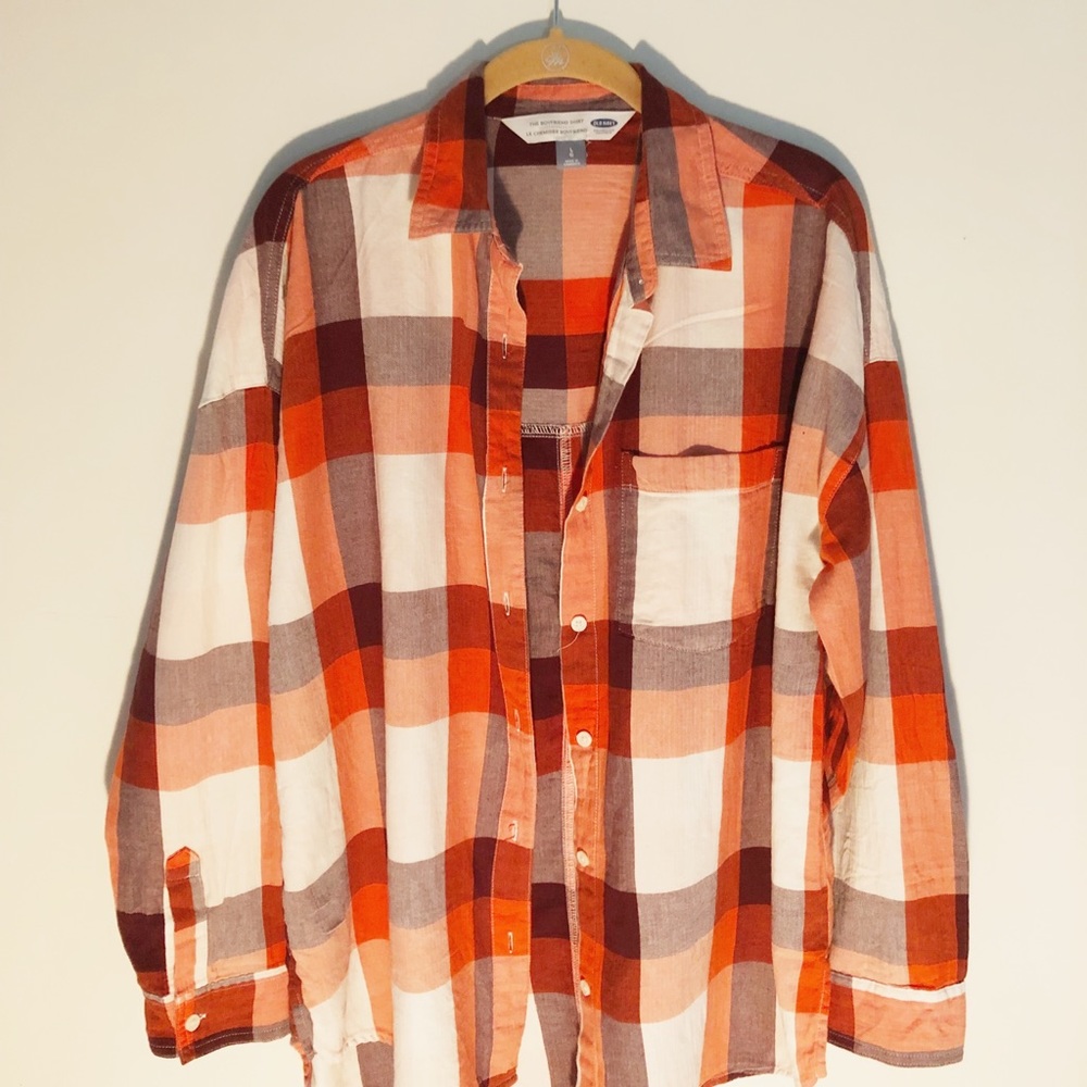 Multi Coloured Plaid Button Down Shirt.